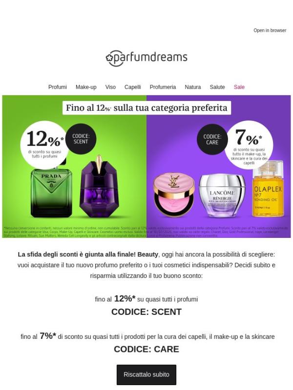 Solo per oggi: fino al 12% su profumi e altro⏳