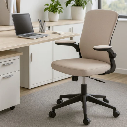 Sedia da Ufficio Ergonomica Girevole, Poltrona con Braccioli Pieghevoli