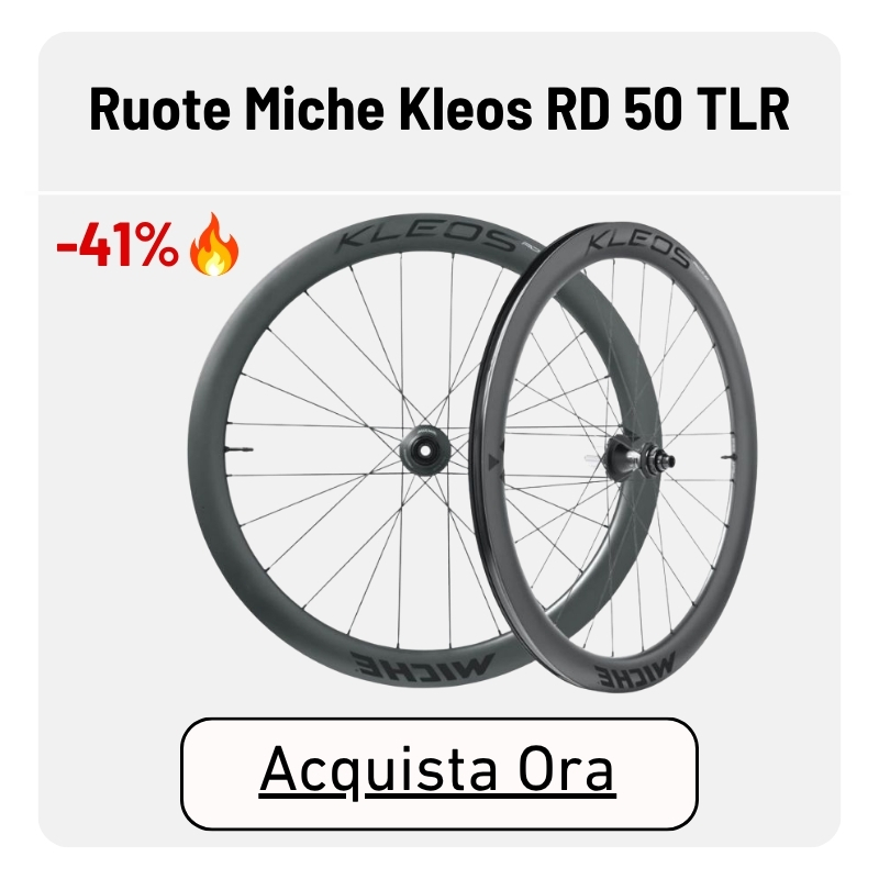 Pair of Ruote Miche Kleos RD 50 TLR carbon bicycle wheels (tubeless-ready), front and rear set β product image, 41% discount