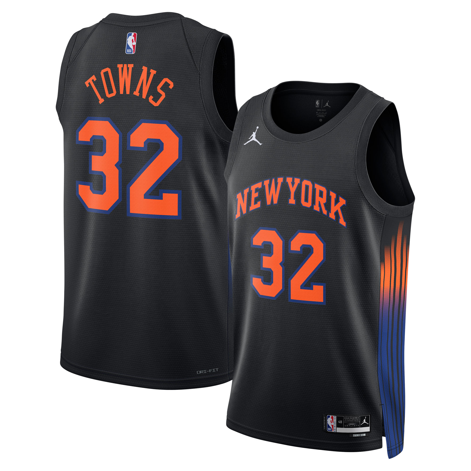 Maglia New York Knicks Jordan Brand Statement Edition - Nera - Karl-Anthony Towns - Unisex