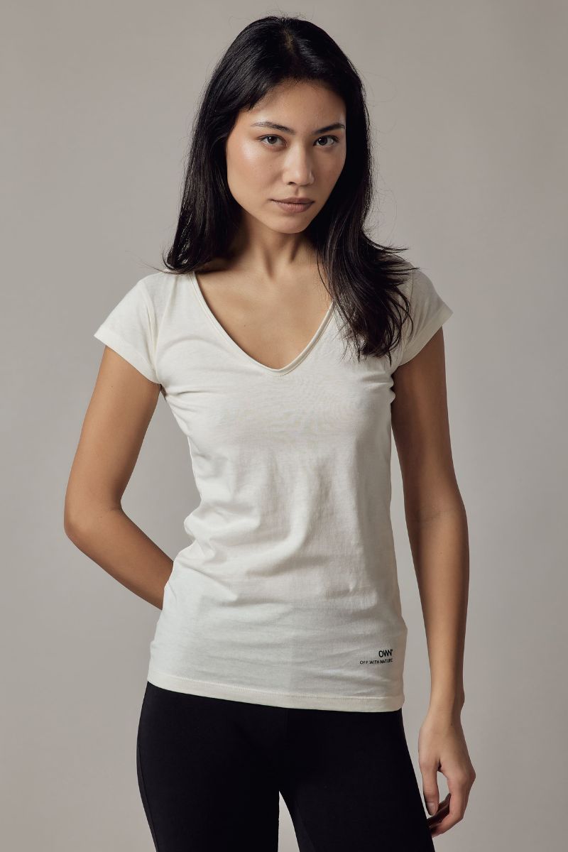 T-Shirt Scollo a V Burro