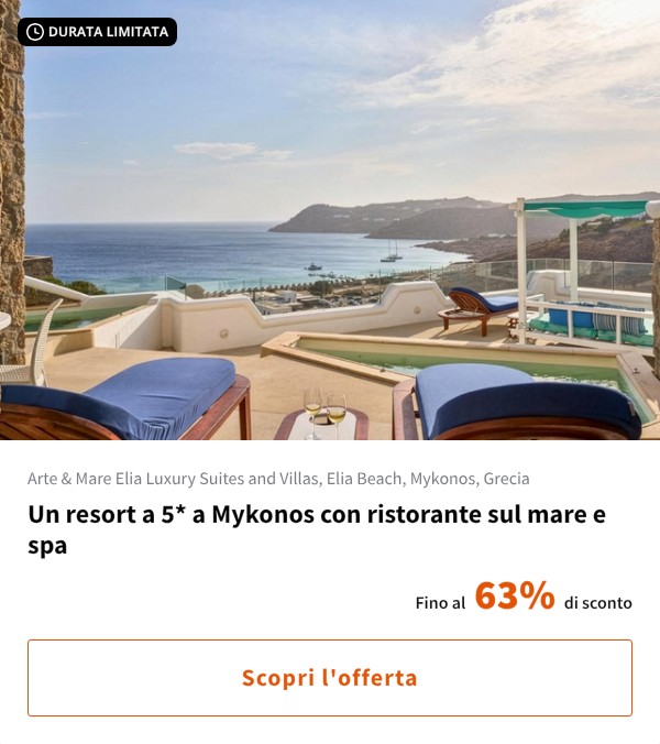 Un resort a 5* a Mykonos con ristorante sul mare e spa