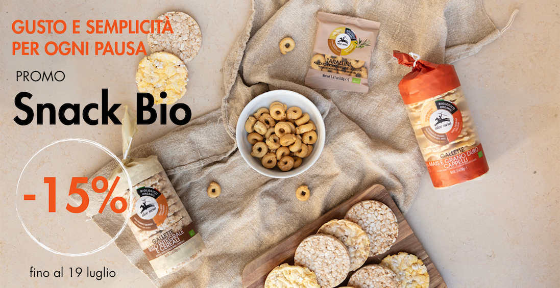 Promo snack bio: 15% di sconto fino al 19 luglio