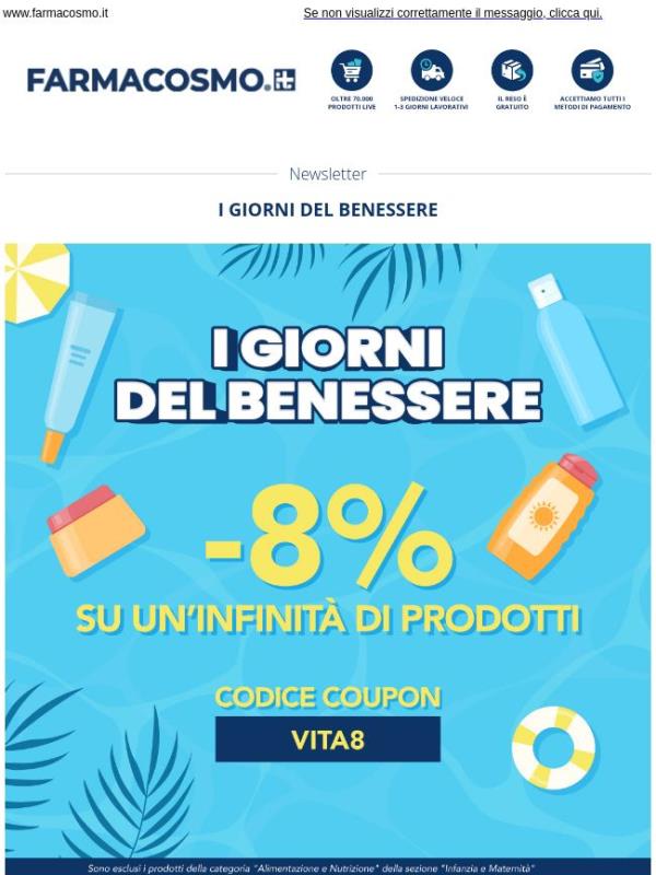 🌿Ultimi giorni: -8% su tutto il sito per i Giorni del Benessere!