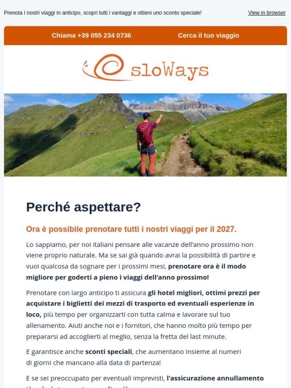 Perché aspettare? Le prenotazioni per il 2027 sono ufficialmente aperte!