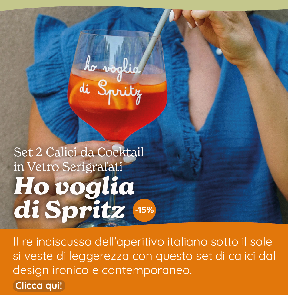 Set 2 Calici da Cocktail in Vetro Serigrafati - Ho voglia di Spritz