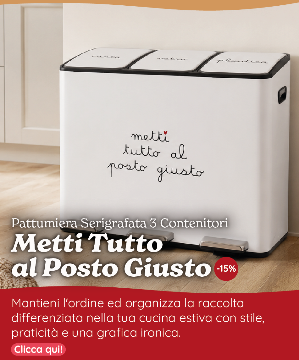 Pattumiera Serigrafata 3 Contenitori - Metti Tutto al Posto Giusto