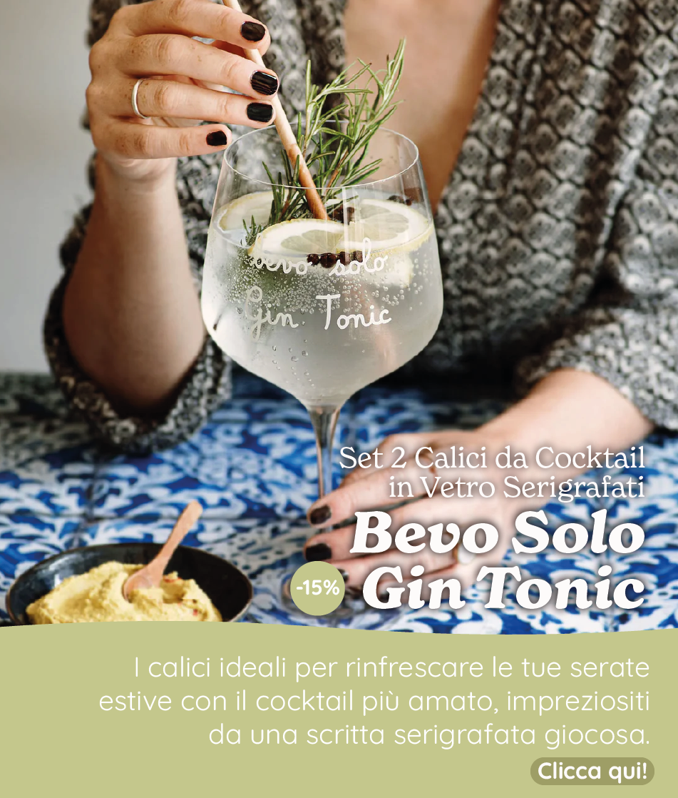 Set 2 Calici da Cocktail in Vetro Serigrafati - Bevo Solo Gin Tonic