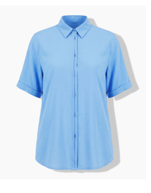 Blusa dal taglio svasato con colletto da camicia e mezze maniche