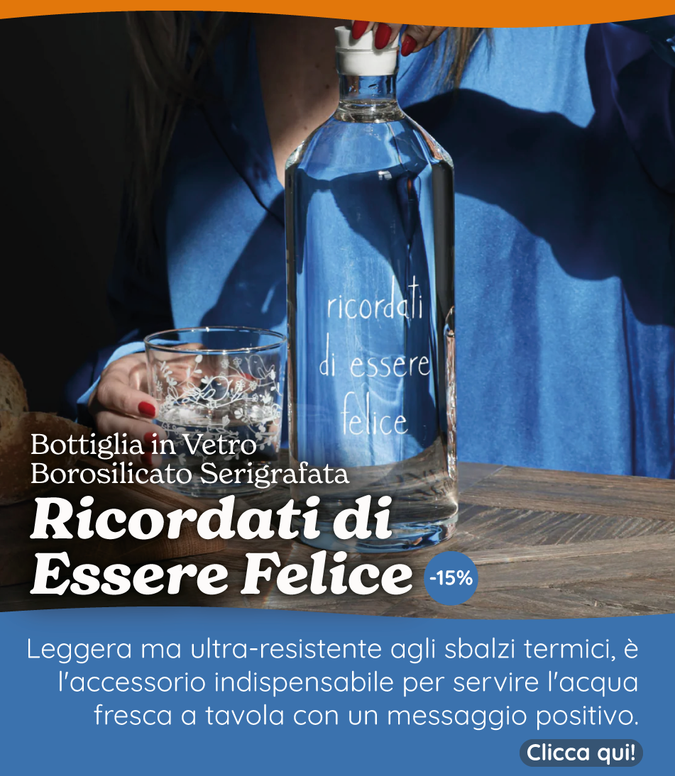 Bottiglia in Vetro Borosilicato Serigrafata - Ricordati di Essere Felice