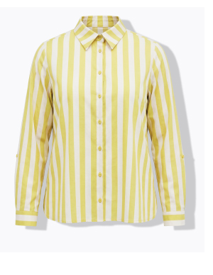 Blusa con righe, taglio svasato, colletto da camicia e maniche lunghe