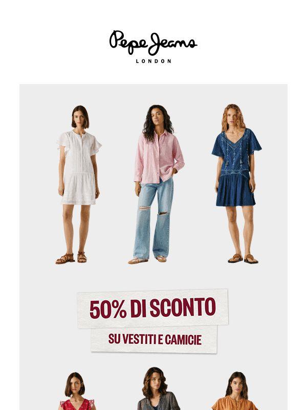 50% di sconto su vestiti e camicie