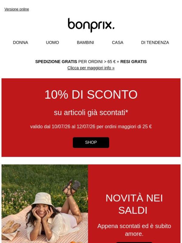 Solo per oggi ancora: -10% extra nei SALDI 🤩