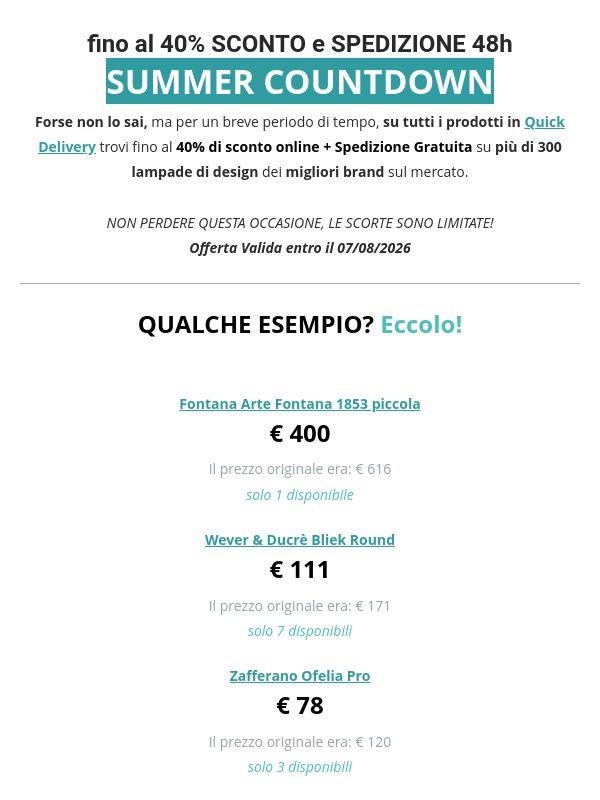 QUICK DELIVERY 📦 Fino al - 40% su oltre 300 Prodotti!