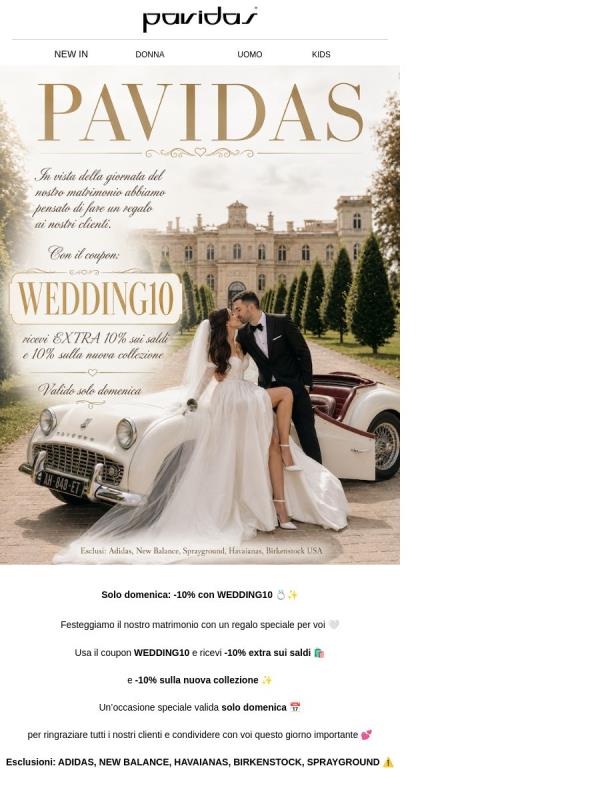 💍 Un regalo speciale per il nostro matrimonio: -10% extra