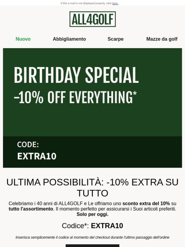 Solo per oggi: -10% EXTRA