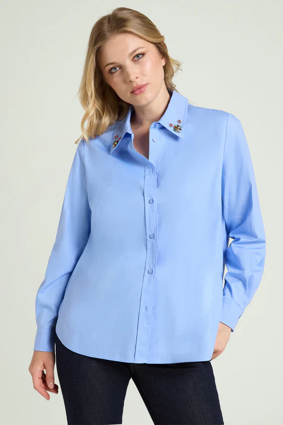 CAMICIA IN POPELINE RICAMATA