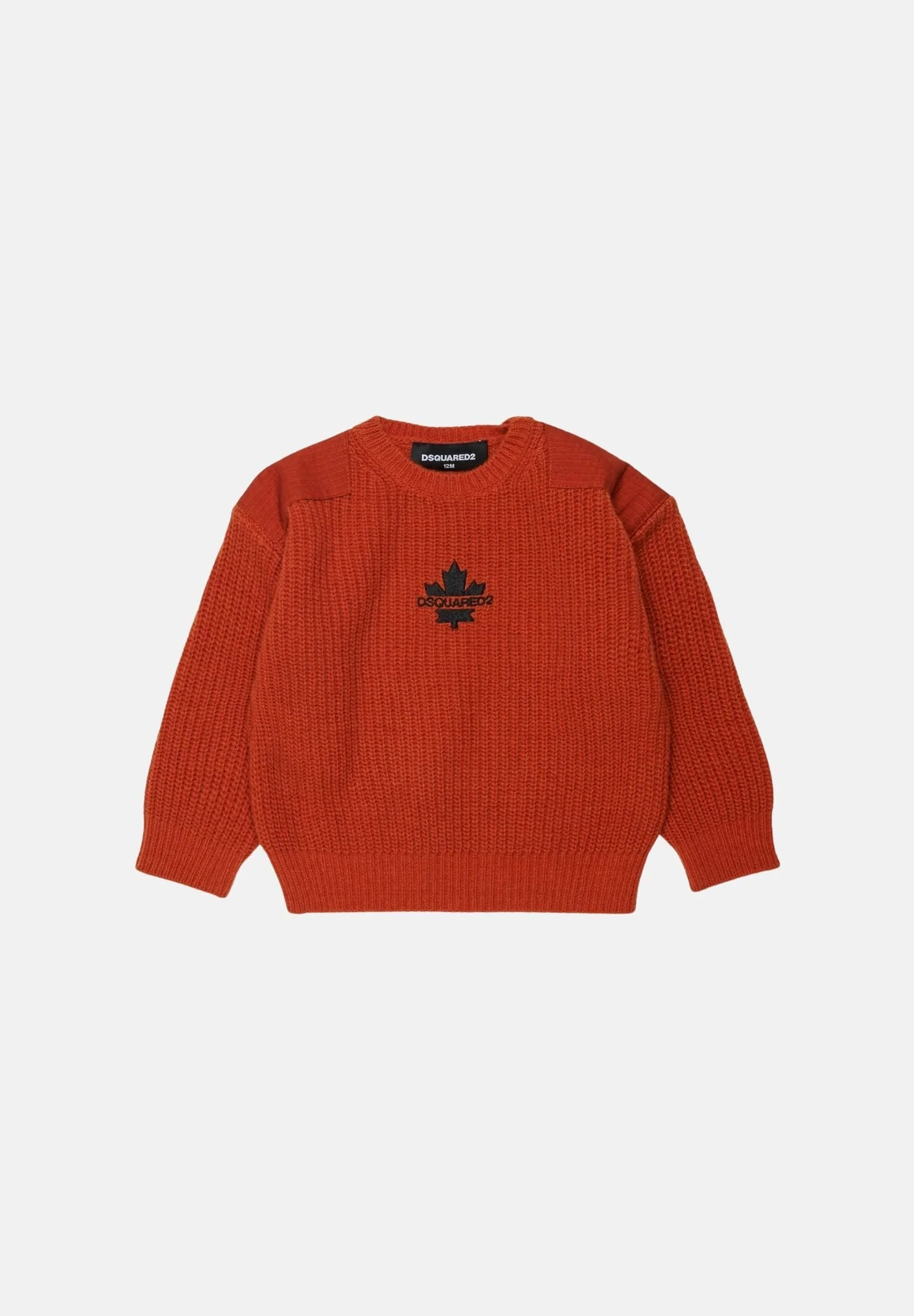 Image of DSQUARED2 Maglione in maglia con logo potter's clay, colore basico arancione ruggine, neonato unisex.