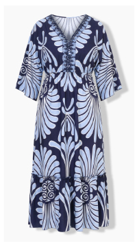 Maxi abito con cotton touch, scollo a V e maniche in stile dolman