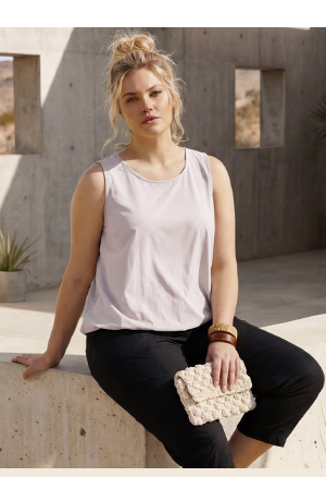 Top a palloncino, classic-fit, scollo tondo, senza maniche