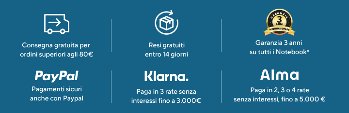 Consegna gratuita, resi gratuiti, garanzia 3 anni, PayPal, Klarna, eShop ufficiale ASUS