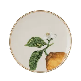 Piatto Idyllia, porcellana, motivo con stampa di cristalli, limone, beige