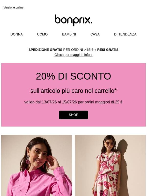 Per poco tempo... -20% sul tuo articolo preferito 💗