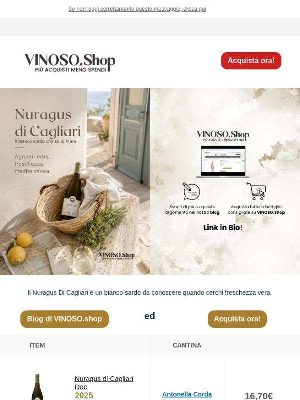 ❄️ VINOSO | Il Nuragus Di Cagliari è un bianco sardo da conoscere quando cerchi freschezza