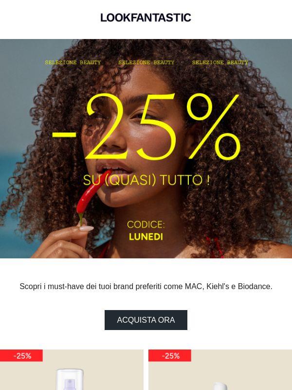 25% di sconto su (quasi) tutto il beauty