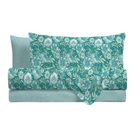 Completo Letto Matrimoniale Basic Irene Teal