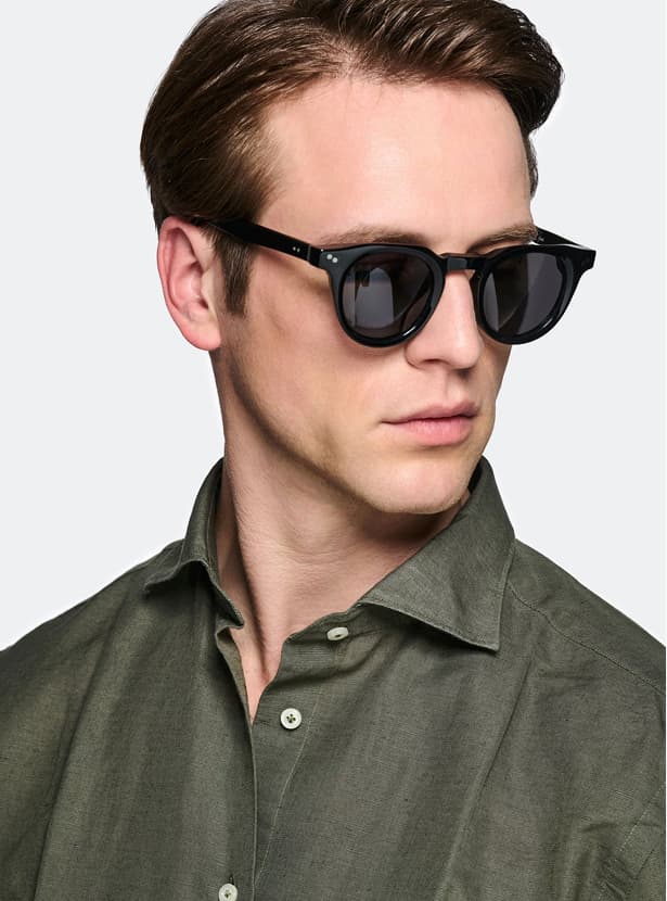 Camicia collo francese in lino e cotone