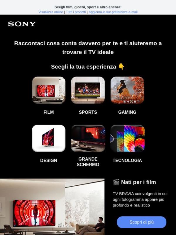 Trova l'upgrade ideale nella nuova gamma BRAVIA RGB.