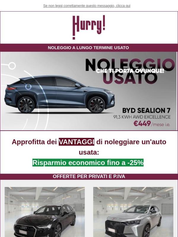💲FINO al -25% sul NOLEGGIO DI UN' AUTO USATA: Sealion 7, Formentor, A6 Avant, e tante altre!