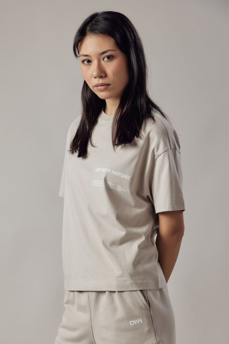 T-Shirt Girocollo Loose Fit Beige