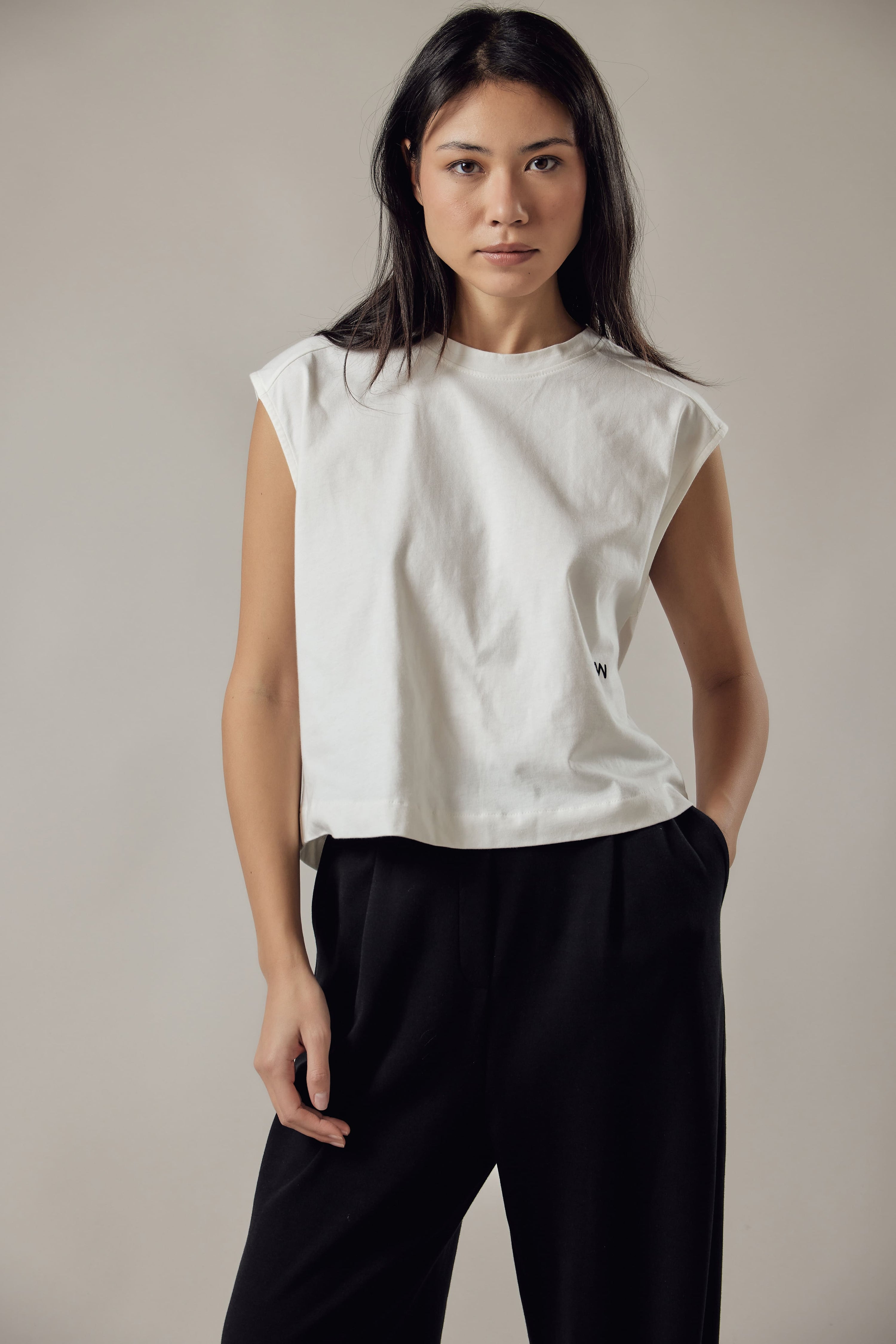 T-Shirt Smanicata Loose Fit Off White