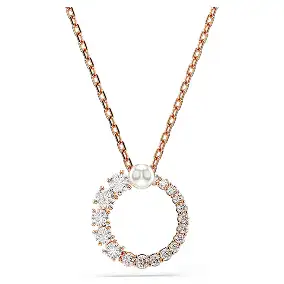 Pendente Matrix, Crystal Pearl, Taglio Round, Bianco, Placcato color oro rosa