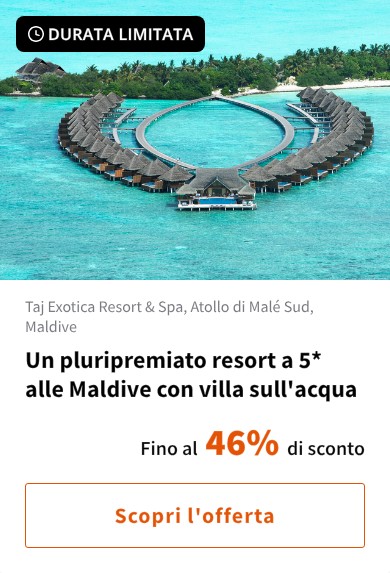 Un pluripremiato resort a 5* alle Maldive con villa sull'acqua