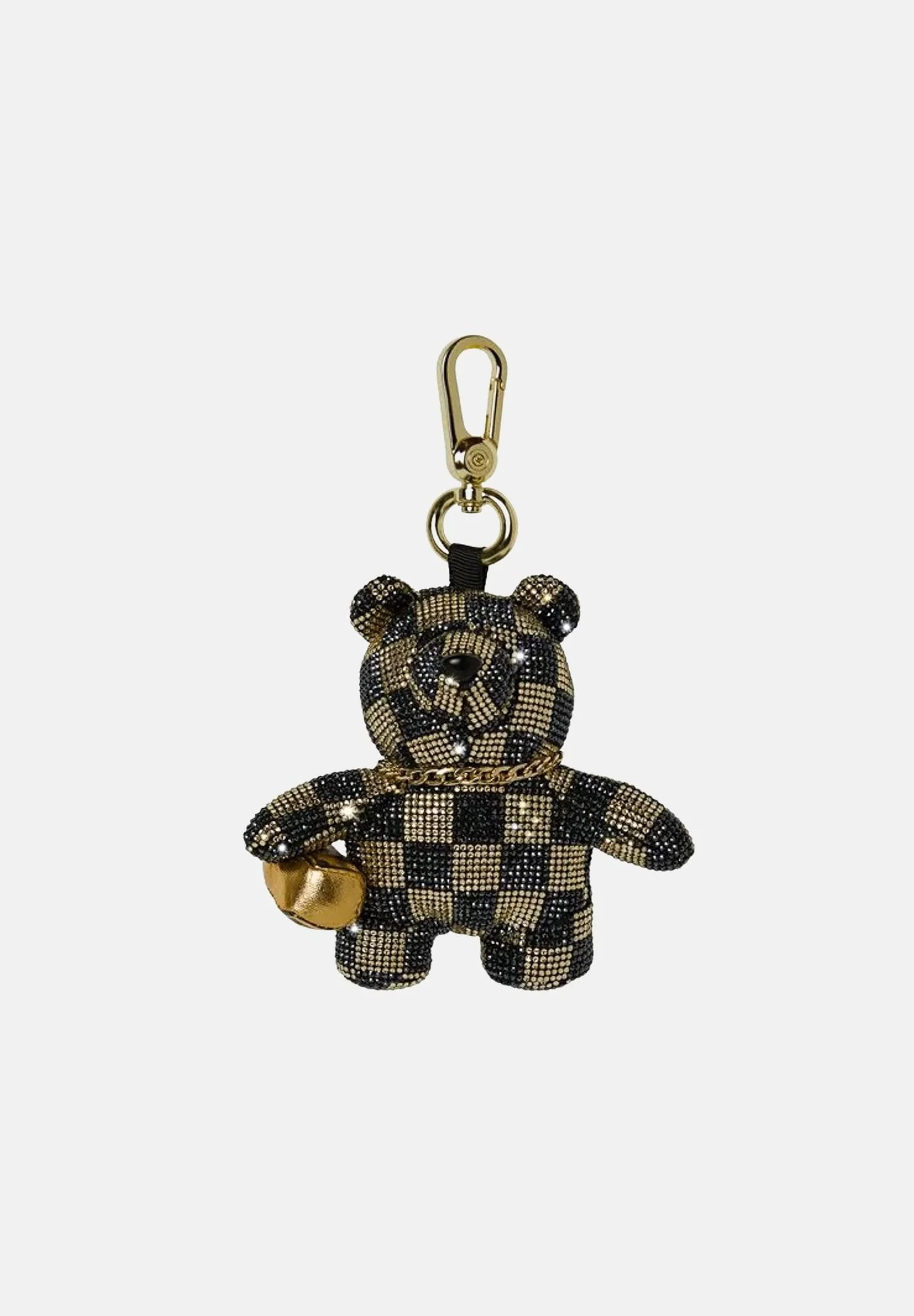 Image of SPRAYGROUND Ciondolo GOLD AND DANGEROUS BEAR KEYCHAIN nero e oro da donna