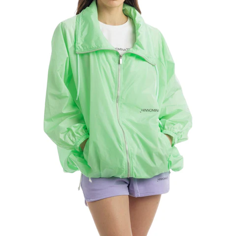 HINNOMINATE Giacca a Vento In Nylon All Zip Con Stampa Davanti e Dietro Donna