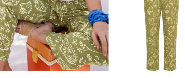 Pantaloni Rose, stampa paisley, gamba ampia, vita elasticizzata