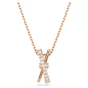 Pendente Hyperbola, Taglio misto, Twist, Bianco, Placcato color oro rosa