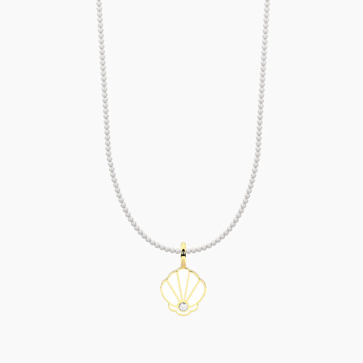 Image of Collana SEÑORITA bianca e ciondolo dorato CONCHIGLIA