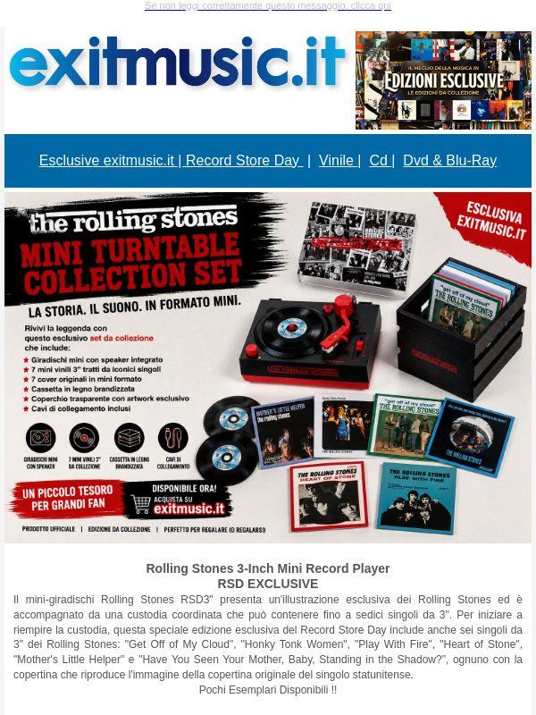 Rolling Stones 3-Inch Mini Record Player With Case (Black) @exitmusic.it .. RSD EXCLUSIVE !!