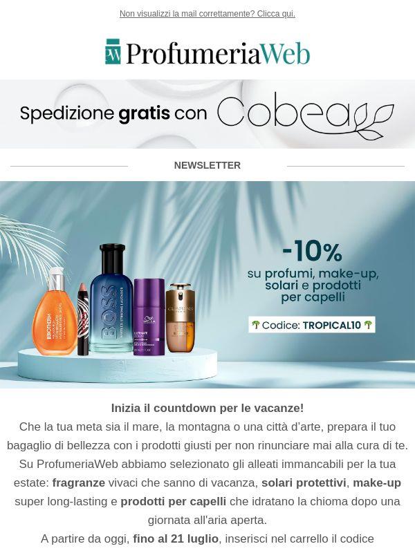 🌴 -10% su profumi, make-up, solari e prodotti per capelli!