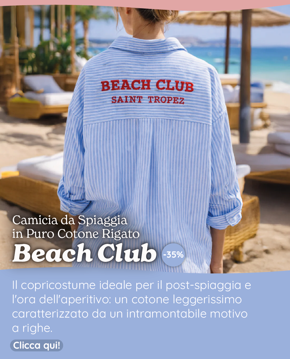 Camicia da Spiaggia in Puro Cotone Rigato - Beach Club