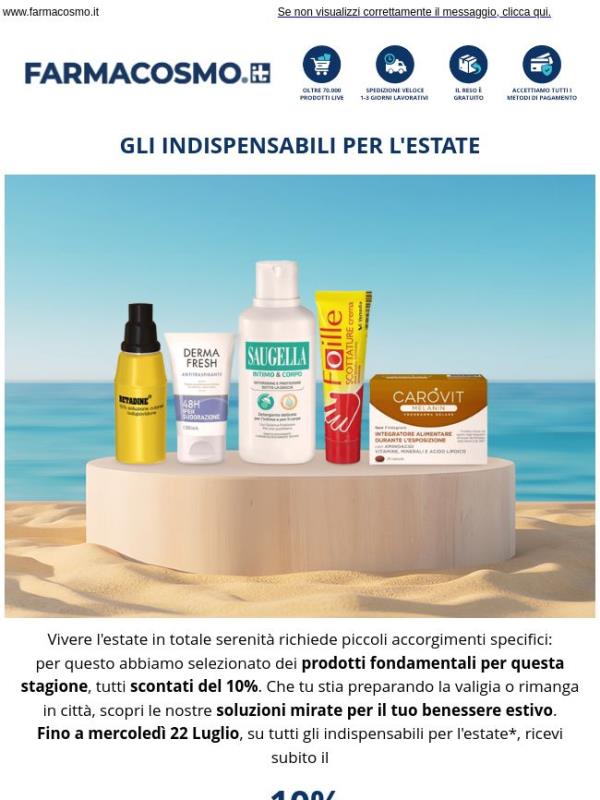 🌞 Per te, -10% sugli indispensabili per l'estate!