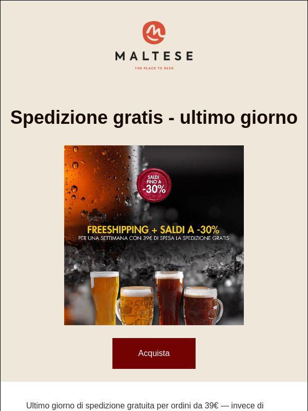 Spedizione gratis + SALDI A -30%  🚚 ultimo giorno