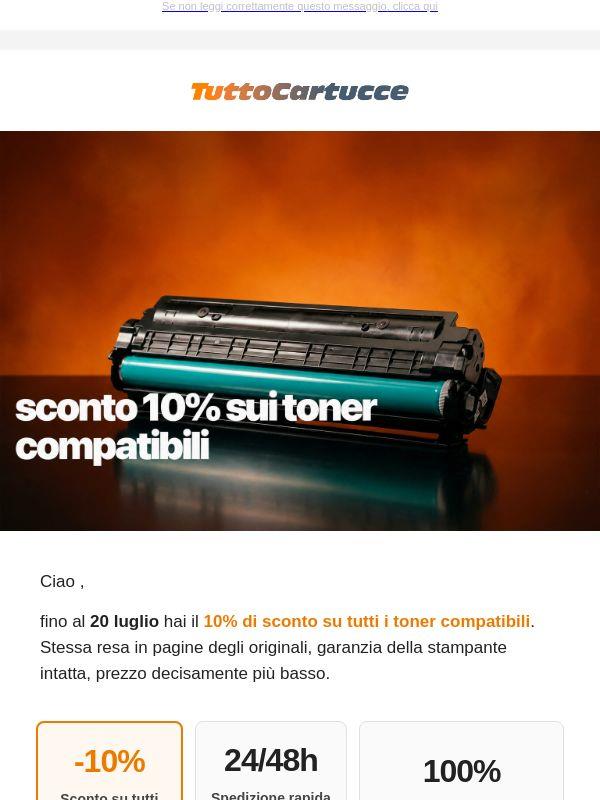 🖨️ Sconto 10% su tutti i toner compatibili — solo fino al 20 luglio