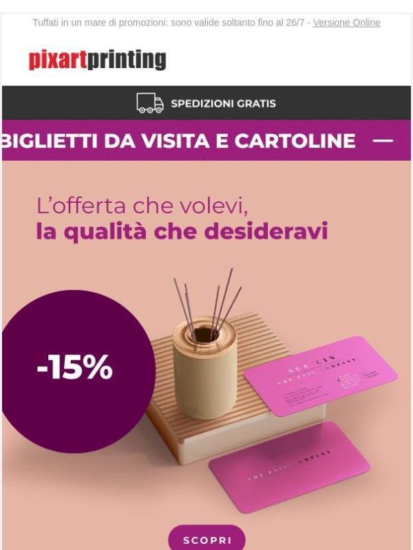 Biglietti da visita e cartoline al -15%. L’offerta che volevi, la qualità che desideravi