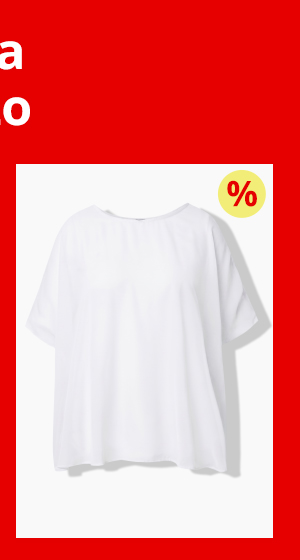 Blusa di chiffon dal taglio oversize con scollo rotondo e mezze maniche
